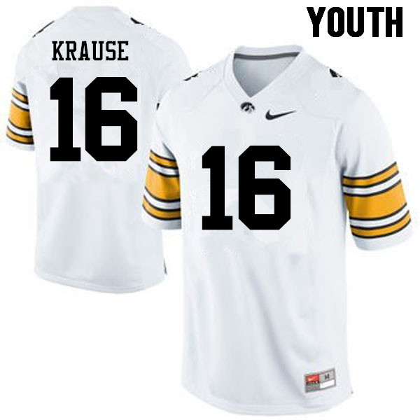 Youth Iowa Hawkeyes #16 Paul Krause College Football Jerseys-White